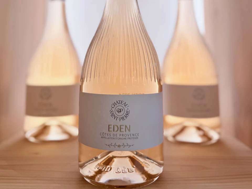 Eden cuvée bottle in the Château Saint-Pierre wine cellar